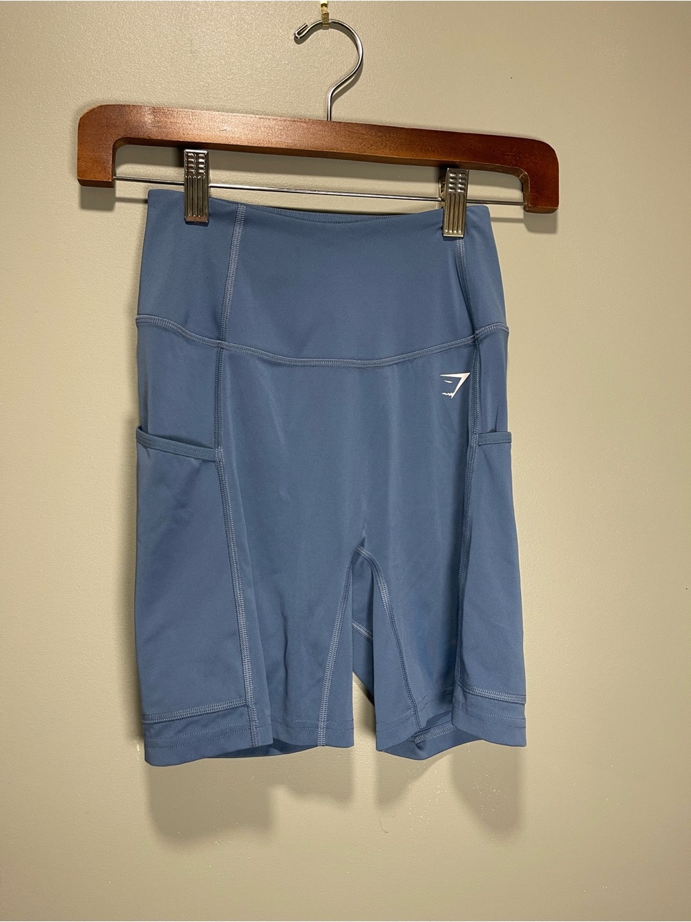Gymshark Slate Blue High-Rise Bike Shorts with Side Pockets